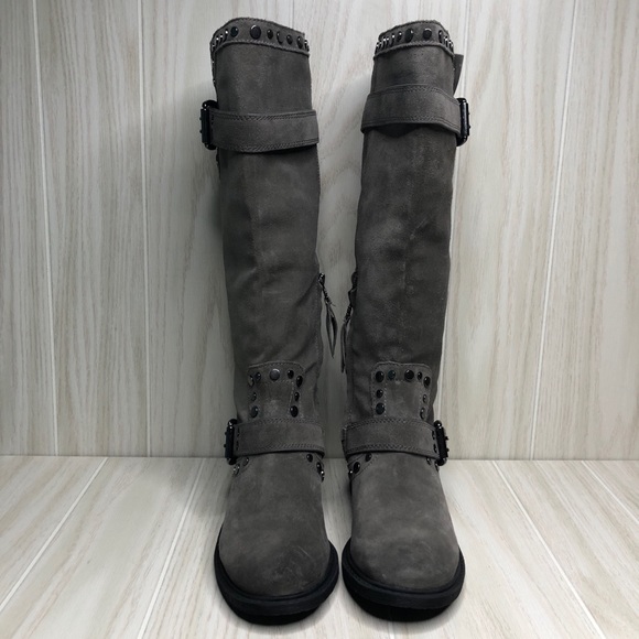 Sam Edelman Deryn Buckle Studded Suede Heeled Boot - Picture 8 of 10